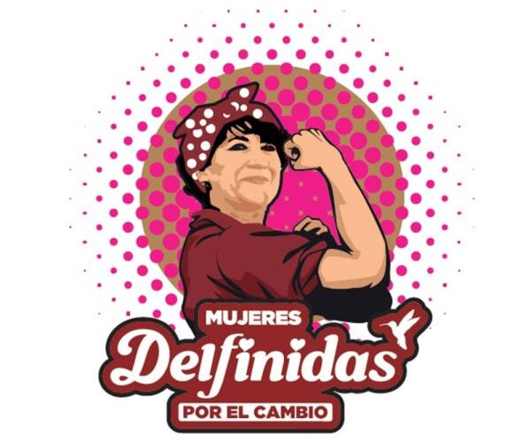 Venden playeras, gorras, brazaletes y posters con la figura de Delfina Gómez, candidata de Morena, PT y PVEM a la gubernatura del Edomex